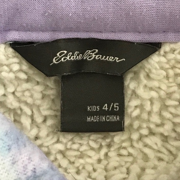 Eddie Bauer Fleece Jacket Kids Size 4/5‎ Plaid Sherpa Lined Shacket Snap Front - Picture 4 of 11